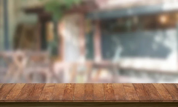 Размытый Фон Уличного Кафе Деревянный Стол Боке — стоковое фото