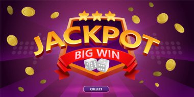 Bir kumarhane ya da mobil oyun için canlı bir grafik afişi, altın metin 