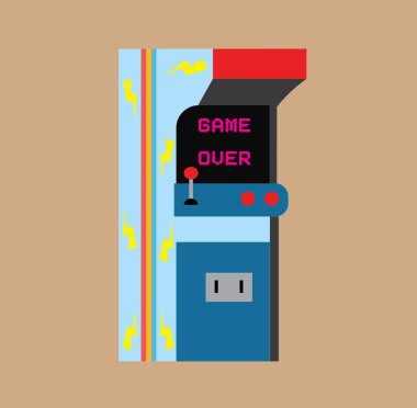 1980 Video Arcade Machine, retro oyun konsolu, vektör illüstrasyonu