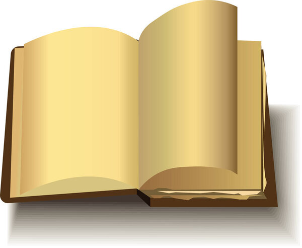 Векторная иллюстрация древней фэнтези-книги, открытый магический гримуар, пустые страницы, макет дизайна