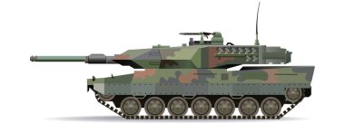 Vector ilustration of a modern military tank, side view clipart