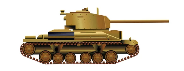 Illustration White Military Tank Isolated White Background — Stock Vector