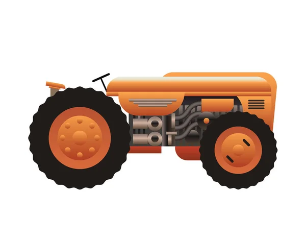Vintage Cartoon Tractor Isolated White Vector Illustration Graphic Design — Stock Vector