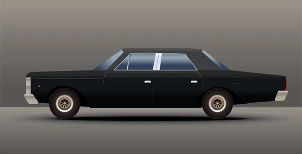 Černé Klasické Sedan Auto Moderní Městský Styl Izolované Bílém Pozadí — Stockový vektor