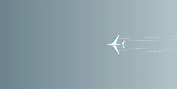 航空機や飛行機が空に向かっているミニマリズムなイラストやコピースペースのバナー — ストックベクタ