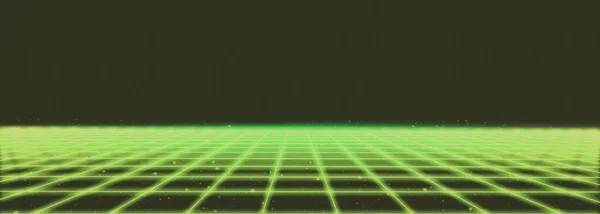 3d abstract 1980\'s retrowave, cyberpunk background with copy space, green neon perspective grid