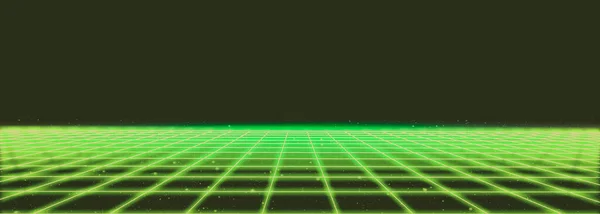 Abstract 1980 Retrowave Cyberpunk Background Copy Space Green Neon Perspective — Fotografia de Stock