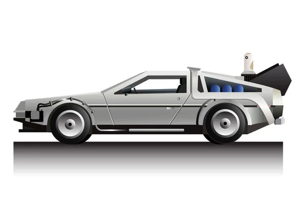 Seitenansicht Eines Science Fiction Rennwagens Auf Weißem Hintergrund Mit Kopierraum — Stockvektor