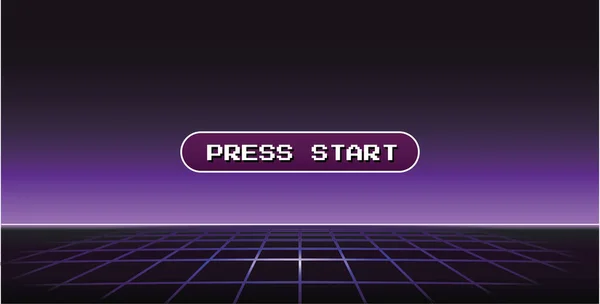 Purple 1980 Vintage Cyberpunk Neon Προοπτική Πλέγμα Αρχική Ρετρό Οθόνη — Διανυσματικό Αρχείο