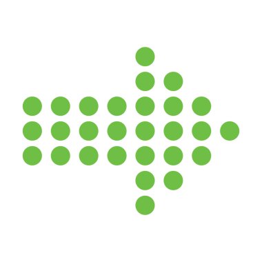 noktalardan oluşan yeşil ok, vektör illüstrasyonu