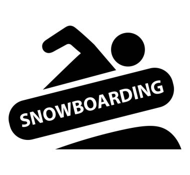 Snowboard tabelası, snowboard kullanan bir adamın fotoğrafı.