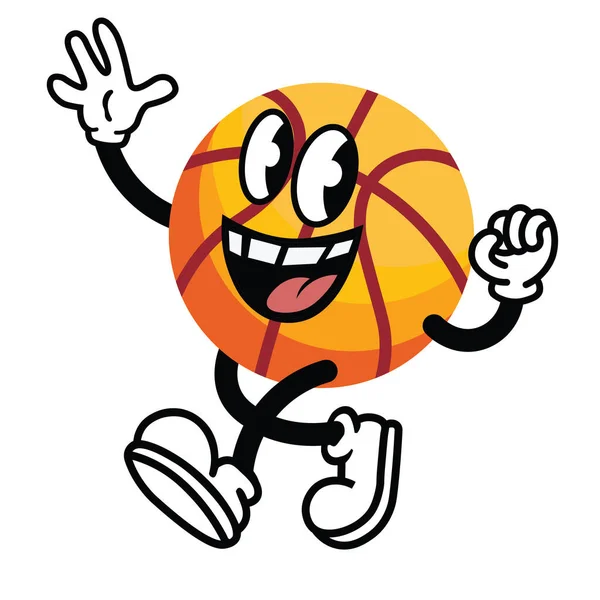 Vintage Gummihose Charakter Basketball Vintage Cartoon Maskottchen Vektorillustration — Stockvektor