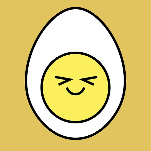 Kawaii Styl Kreslený Plátek Vařeného Vejce Legrační Vektor Emoji — Stockový vektor