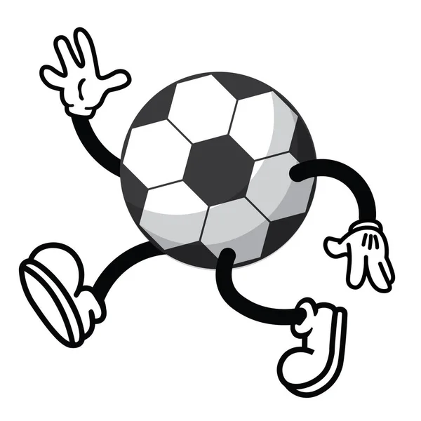 Vintage Cartoon Bola Futebol Mascote Vetor — Vetor de Stock