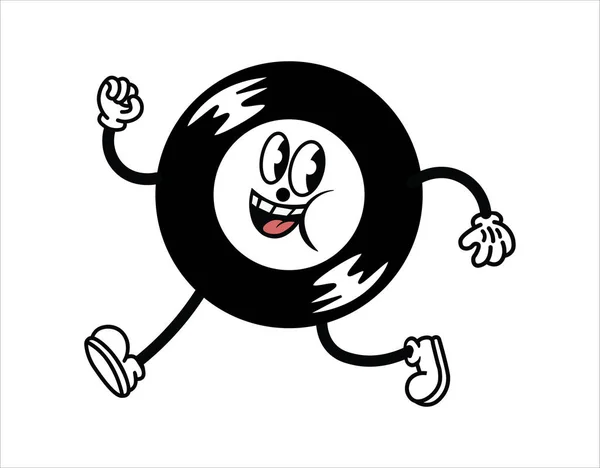 Zeichentrickfigur Retro Stil Mit Einem Korpus Aus Einer Schallplatte Ikone — Stockvektor