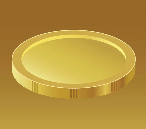 Jednoduchá Vektorová Ilustrace Jediné Zlaté Mince Izolované Bílé — Stockový vektor