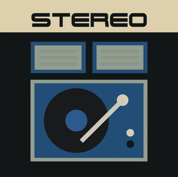 ヴィンテージステレオシステム レコードプレーヤー シンプルなミニマリストフラットベクトルイラストのレトロスタイルのバナーデザイン — ストックベクタ