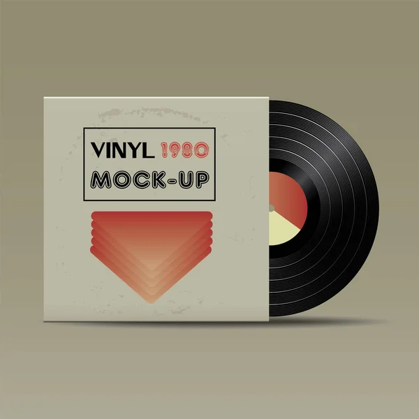 Realisztikus Vinyl Record Évek Stílusában Cover Packaging Vector Mock Keret — Stock Vector