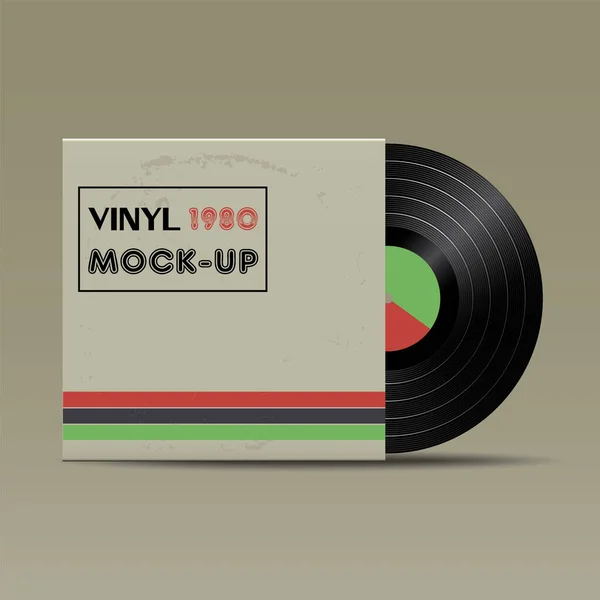 Disque Vinyle Réaliste Avec Style Des Années 1980 Cover Packaging — Image vectorielle