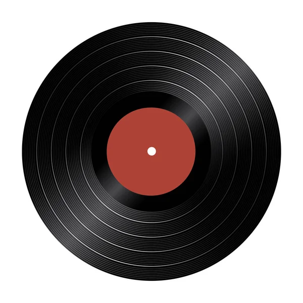 Disque Vinyle Avec Étiquette Rouge Sur Fond Blanc — Image vectorielle