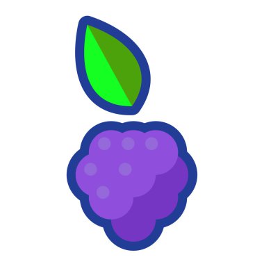 Taze böğürtlen logosu, illüstrasyon, vektör, beyaz arkaplan.