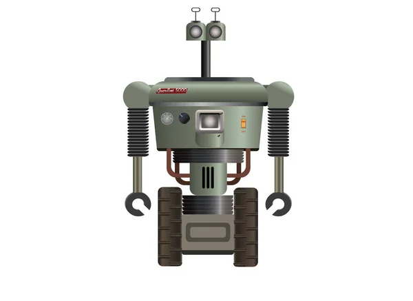 Robot Atompunk Sobre Ruedas Concepto Guardia Robótica Ciencia Ficción 1950 — Archivo Imágenes Vectoriales