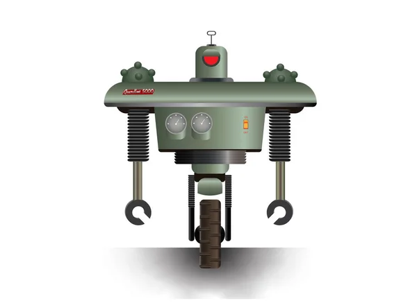 Atompunk Jeden Robot Koła 1950 Sci Robota Straży Koncepcja Wektor — Wektor stockowy