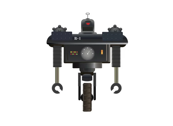 Atompunk Robot Una Rueda Concepto Guardia Robótica Ciencia Ficción 1950 — Vector de stock