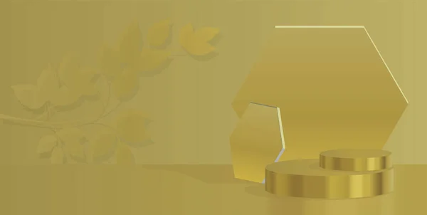 金賞のシンボルを持つ 表彰台を獲得しました Dレンダリング 抽象的な背景 — ストックベクタ