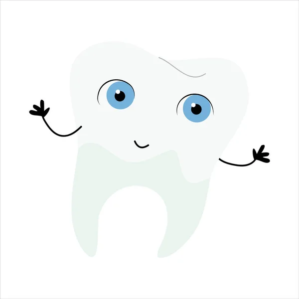 White Tooth Character Vector Illustration — Stock Vector