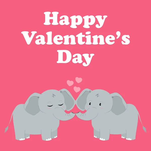 Слони Закохані Мила Листівка День Святого Валентина Векторні Ілюстрації — стоковий вектор
