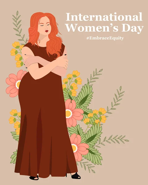 Uluslararası Kadınlar Günü 2023. Vücut pozitif konsept. Eşitliği kucakla