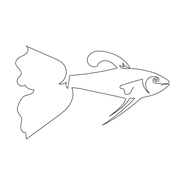 Una Línea Dibujo Guppy Ilustración Vectorial Aislada Sobre Fondo Blanco — Vector de stock