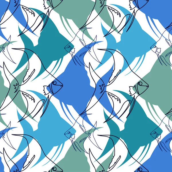 Nahtloses Muster Mit Skalaren Vektor Fische Doodles Nahtlose Muster Niedliche — Stockvektor
