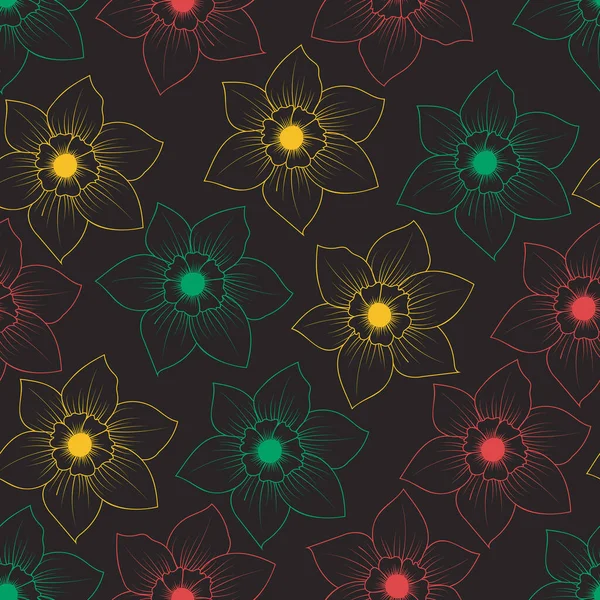 Απρόσκοπτη Μοτίβο Φόντο Λουλούδια Παραδοσιακά Αφρικανικά Χρώματα Διάνυσμα Για Ύφασμα — Διανυσματικό Αρχείο