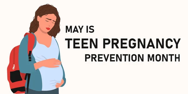 Adolescente Triste Embarazada Concepto Prevención Del Embarazo Adolescente Moderna Ilustración — Vector de stock
