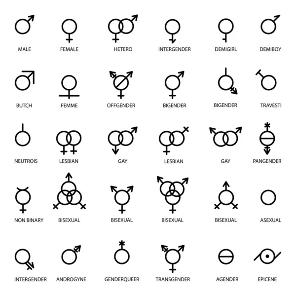 Gender Symbol Auf Weißem Hintergrund Anzeichen Sexueller Orientierung Häufen Sich lizenzfreie Stockillustrationen