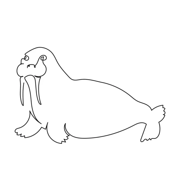 로고에 바다코끼리 현대의 선그리기 디자인 선그리기 — 스톡 벡터
