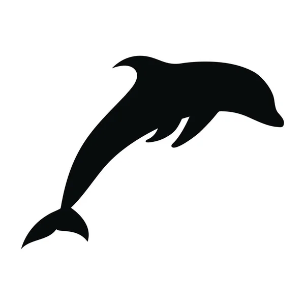 Силуэт Дельфина Выделен Белом Фоне Ручной Рисунок Вектора Морское Животное — стоковый вектор