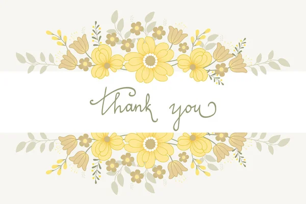 Merci Bannière Avec Des Fleurs Jaunes Carte Remerciement Illustration Vectorielle — Image vectorielle