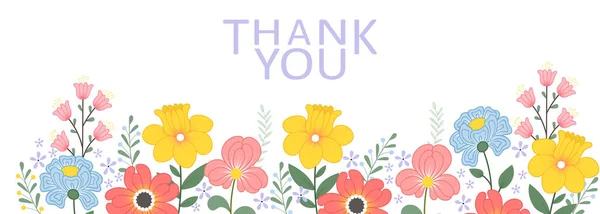 Merci Bannière Avec Des Fleurs Abstraites Expression Thanksgiving Pour Votre — Image vectorielle