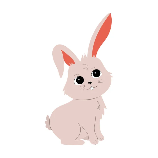 Sitting Cartoon Rabbit Isolated White Background Hand Drawn Vector Illustration — Stock Vector