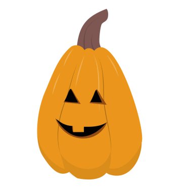 Uzun cadılar bayramı balkabağı. Fener Jack beyaz arka planda izole edildi. Vektör illüstrasyonu