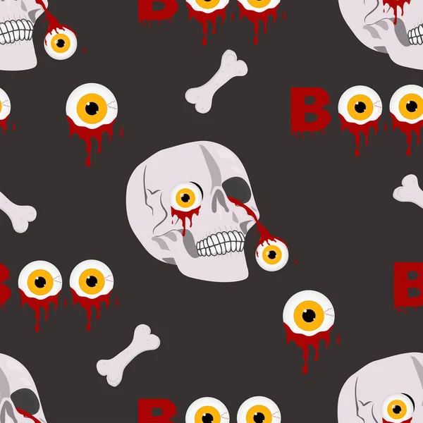 Strašidelné Krvavé Oči Lebky Halloween Hladký Vzor Skvělé Pro Tisk — Stockový vektor