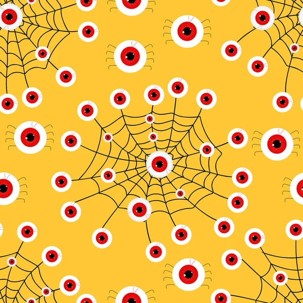 Vektorový Bezešvý Vzor Očima Žlutém Pozadí Tapeta Psychedelických Očí — Stockový vektor
