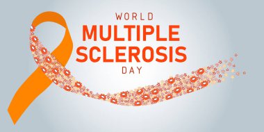 Dünya Çoklu Skleroz Günü. Çiçekli kurdelenin yatay çizimi