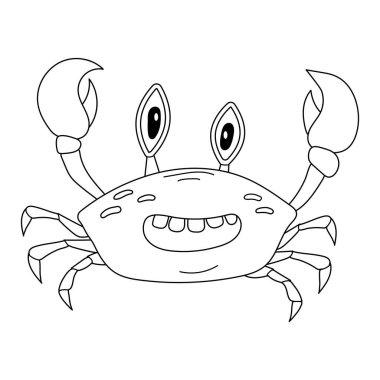 Çizgili yengeç. Çizgi film deniz hayvanı. Boyama sayfası. Çocuklar için vektör illüstrasyonu