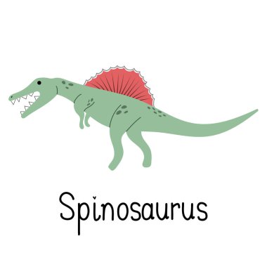 Spinosaurus dinozoru, tarih öncesi sürüngen ve komik paleontoloji nesli tükenmiş hayvan.