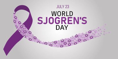 World Sjogrens Day. Horizontal illustration of ribbon with flowers clipart