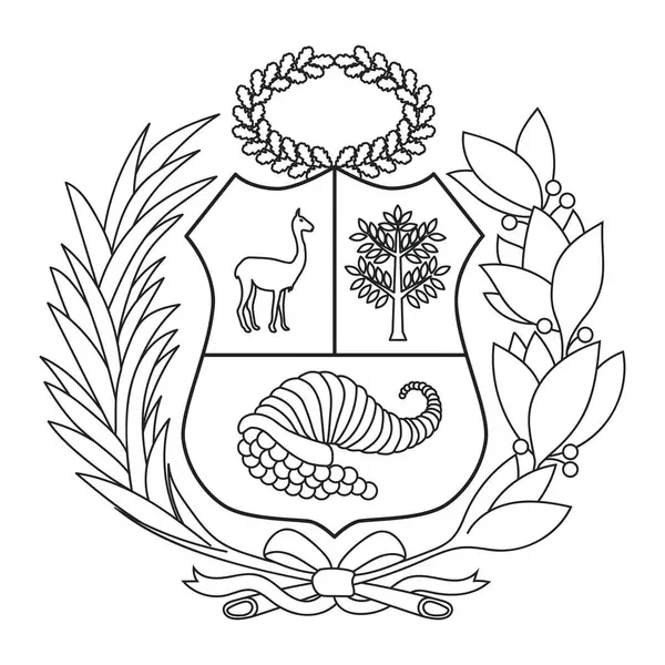 stock vector Peruvian coat of arms outline. Monochrome contour vector illustration fol logo.
